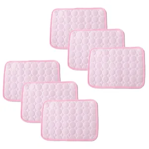 Kuber Industries Rectangular Dog & Cat Bed|Premium Cool Ice Silk with Polyester With Bottom Mesh|Multi-Utility Self-Cooling Pad For Dog & Cat|Light-weight & Durable Dog Bed|ZQCJ001P-L|Pink (Pack Of 6)