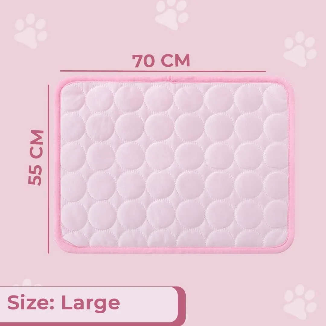 Kuber Industries Rectangular Dog & Cat Bed|Premium Cool Ice Silk with Polyester With Bottom Mesh|Multi-Utility Self-Cooling Pad For Dog & Cat|Light-weight & Durable Dog Bed|ZQCJ001P-L|Pink (Pack Of 6)