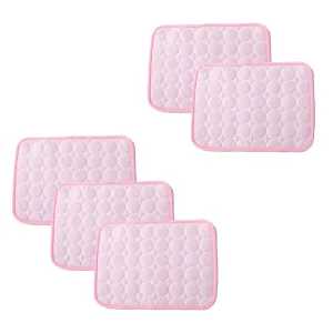 Kuber Industries Rectangular Dog & Cat Bed|Premium Cool Ice Silk with Polyester With Bottom Mesh|Multi-Utility Self-Cooling Pad For Dog & Cat|Light-weight & Durable Dog Bed|ZQCJ001P-M|Pink (Pack Of 5)