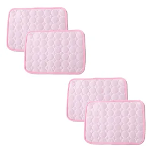 Kuber Industries Rectangular Dog & Cat Bed|Premium Cool Ice Silk with Polyester With Bottom Mesh|Multi-Utility Self-Cooling Pad For Dog & Cat|Light-weight & Durable Dog Bed|ZQCJ001P-XL|Pink(Pack Of 4)