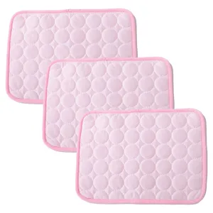 Kuber Industries Rectangular Dog & Cat Bed|Premium Cool Ice Silk with Polyester With Bottom Mesh|Multi-Utility Self-Cooling Pad For Dog & Cat|Light-weight & Durable Dog Bed|ZQCJ001P-XS|Pink(Pack Of 3)