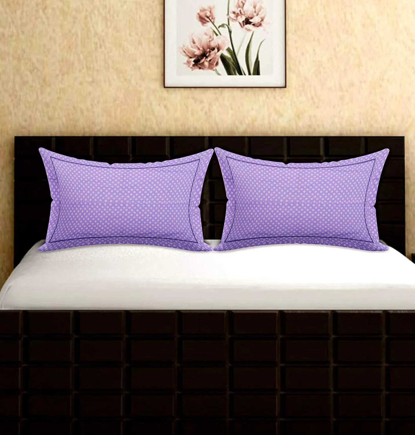 Kuber Industries Rhombus Design Cotton Pillow Covers, 18 x 28 inch, Set of 2 (Purple)