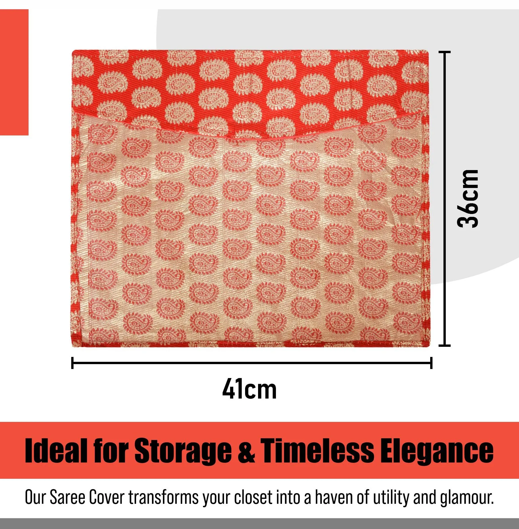 Kuber Industries Saree Cover | Clothes Storage Bag | Single Packing Saree with Zip Closure | Wardrobe Organizer | Cloth Stoarge Organizer | Carry Jama-Design | Pack of 12 | Red