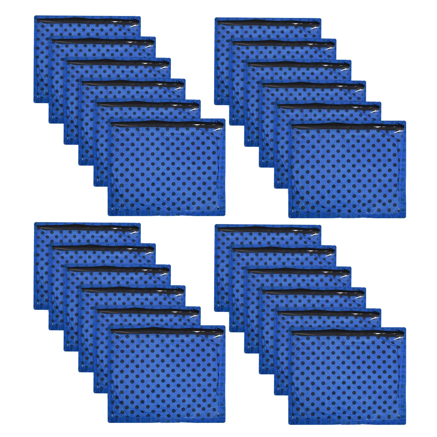 Kuber Industries Saree Cover | Clothes Storage Bag | Single Packing Saree with Zip Closure | Wardrobe Organizer | Cloth Stoarge Organizer | Dot Design | Pack of 24 | Blue