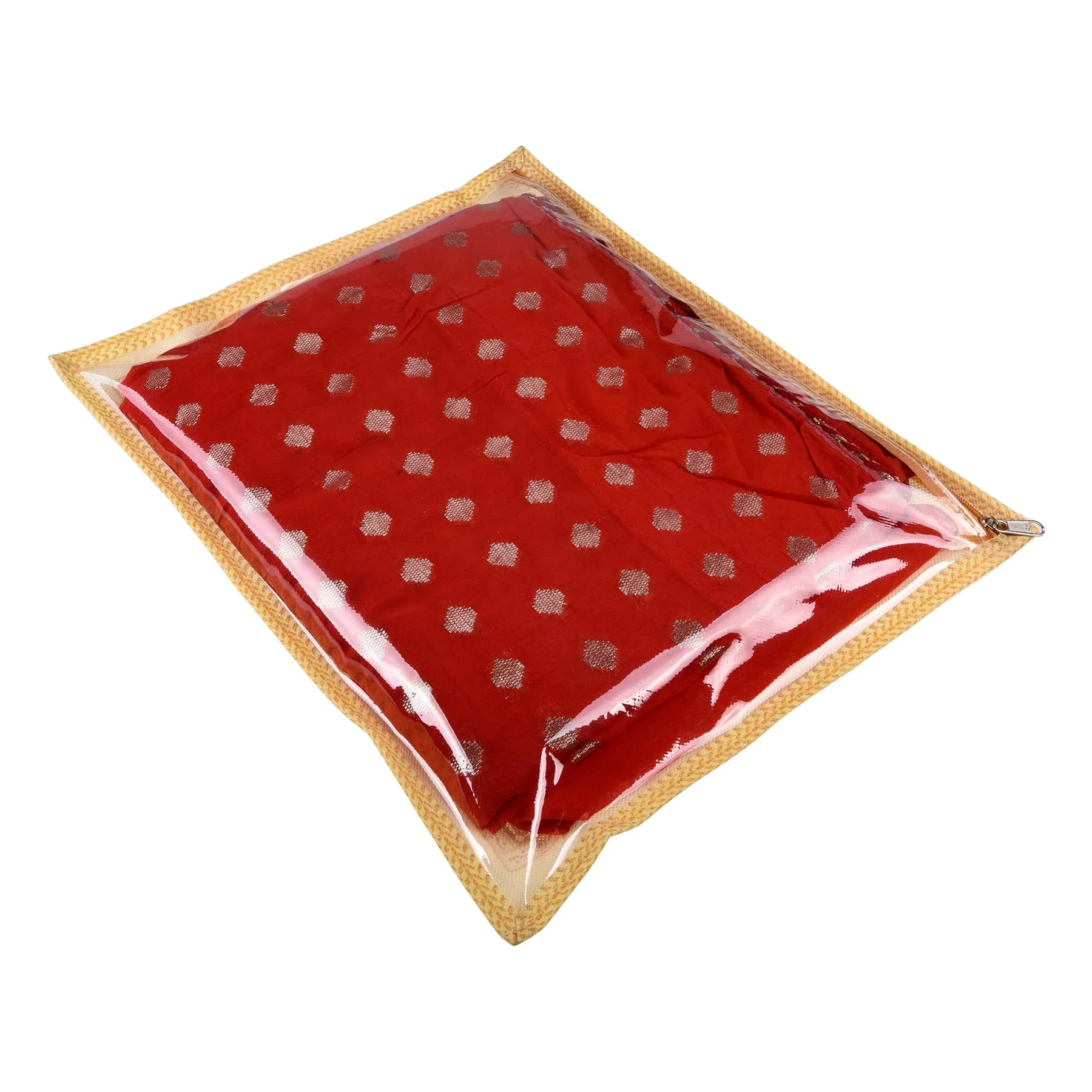 Kuber Industries Saree Cover | Clothes Storage Bag | Single Packing Saree with Zip Closure | Wardrobe Organizer | Cloth Stoarge Organizer | Elephant Design | Pack of 6 | Cream
