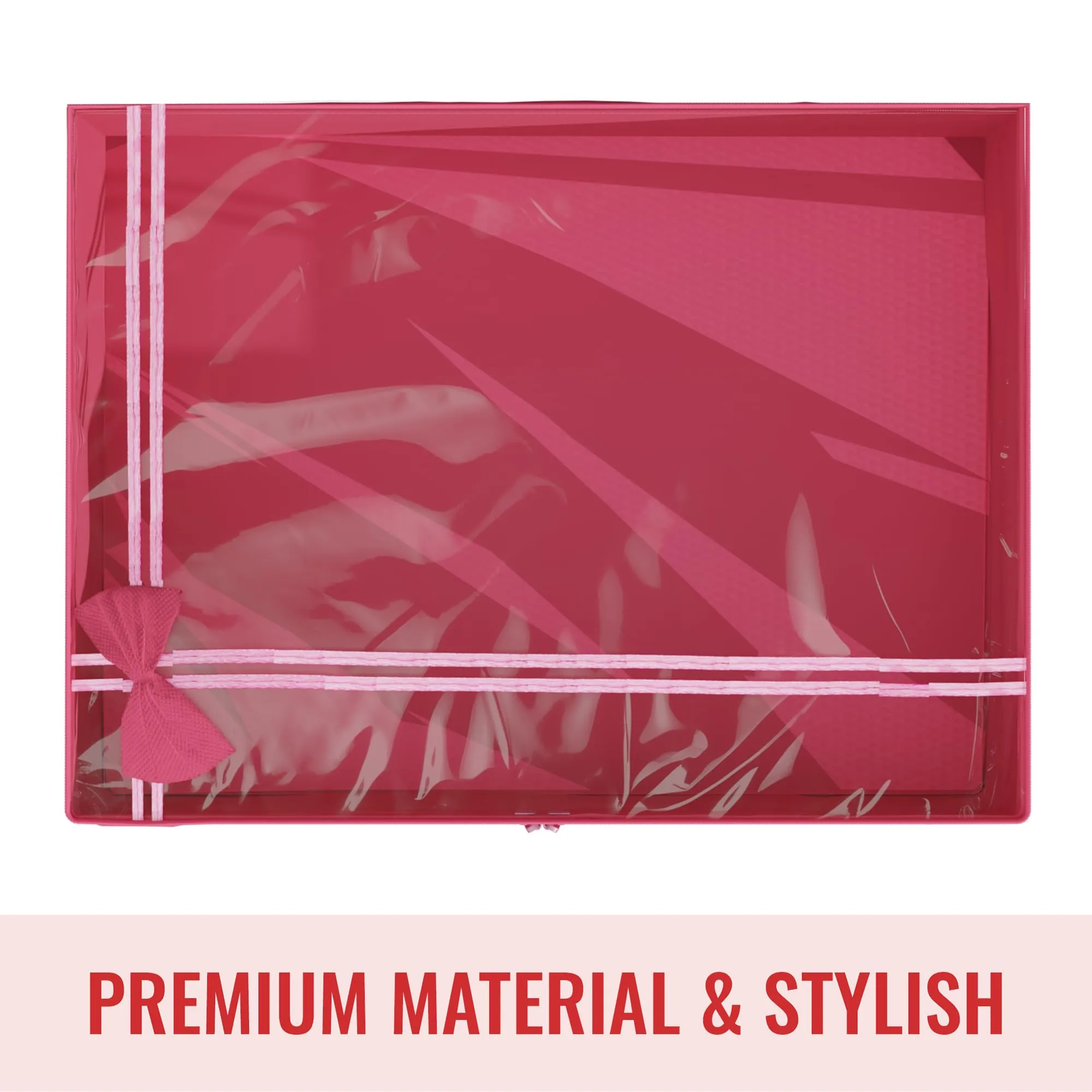 Kuber Industries Saree Cover | Clothes Storage Bag | Storage Organizer Bag | Zip Closure Saree Cover | Wardrobe Organizer | Bow-Design | 6 Inch | Pack of 6 | Pink