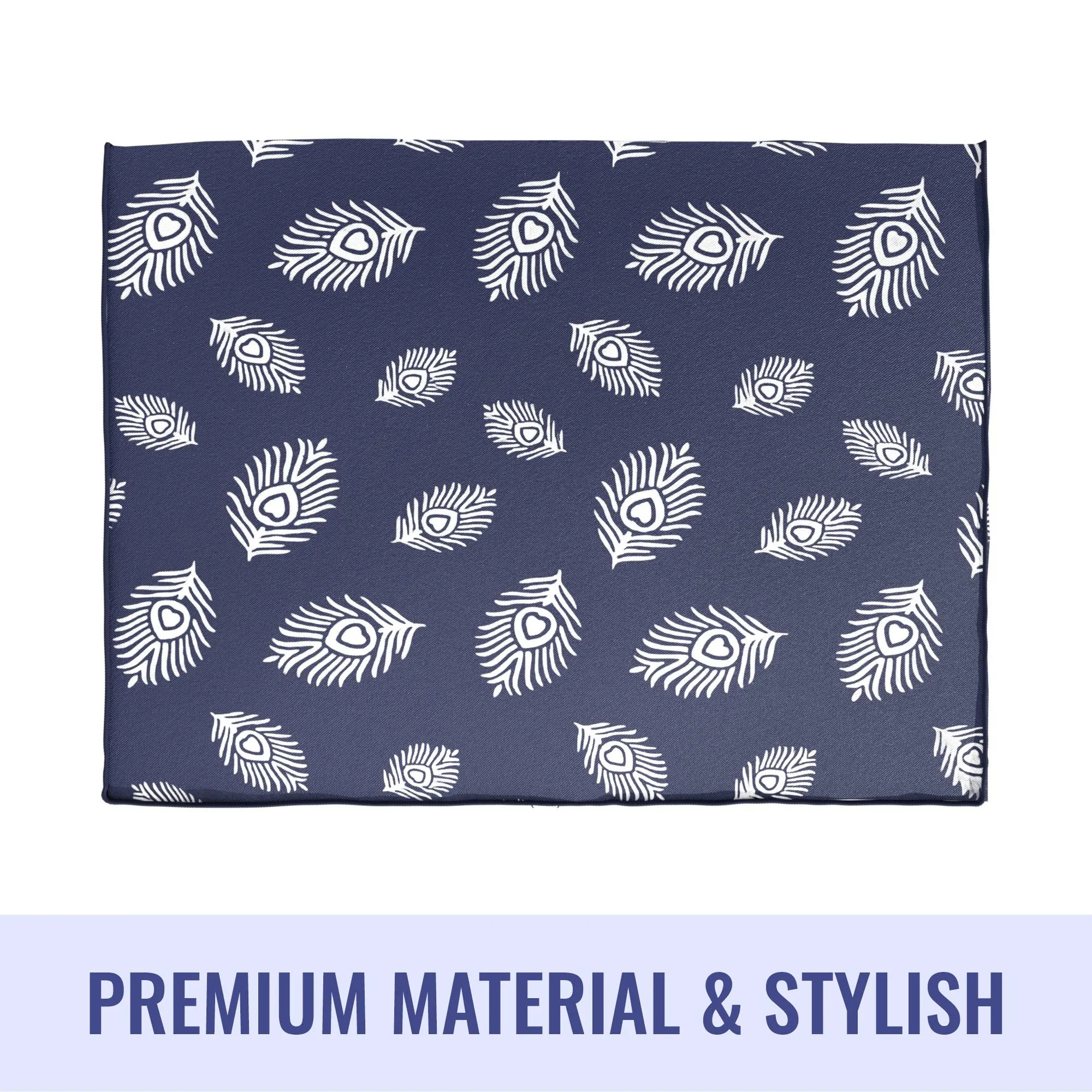 Kuber Industries Saree Cover | Clothes Storage Bag | Storage Organizer Bag | Zip Closure Saree Cover | Wardrobe Organizer | Peacock Feather-Design | 6 Inch | Pack of 2 | Navy Blue