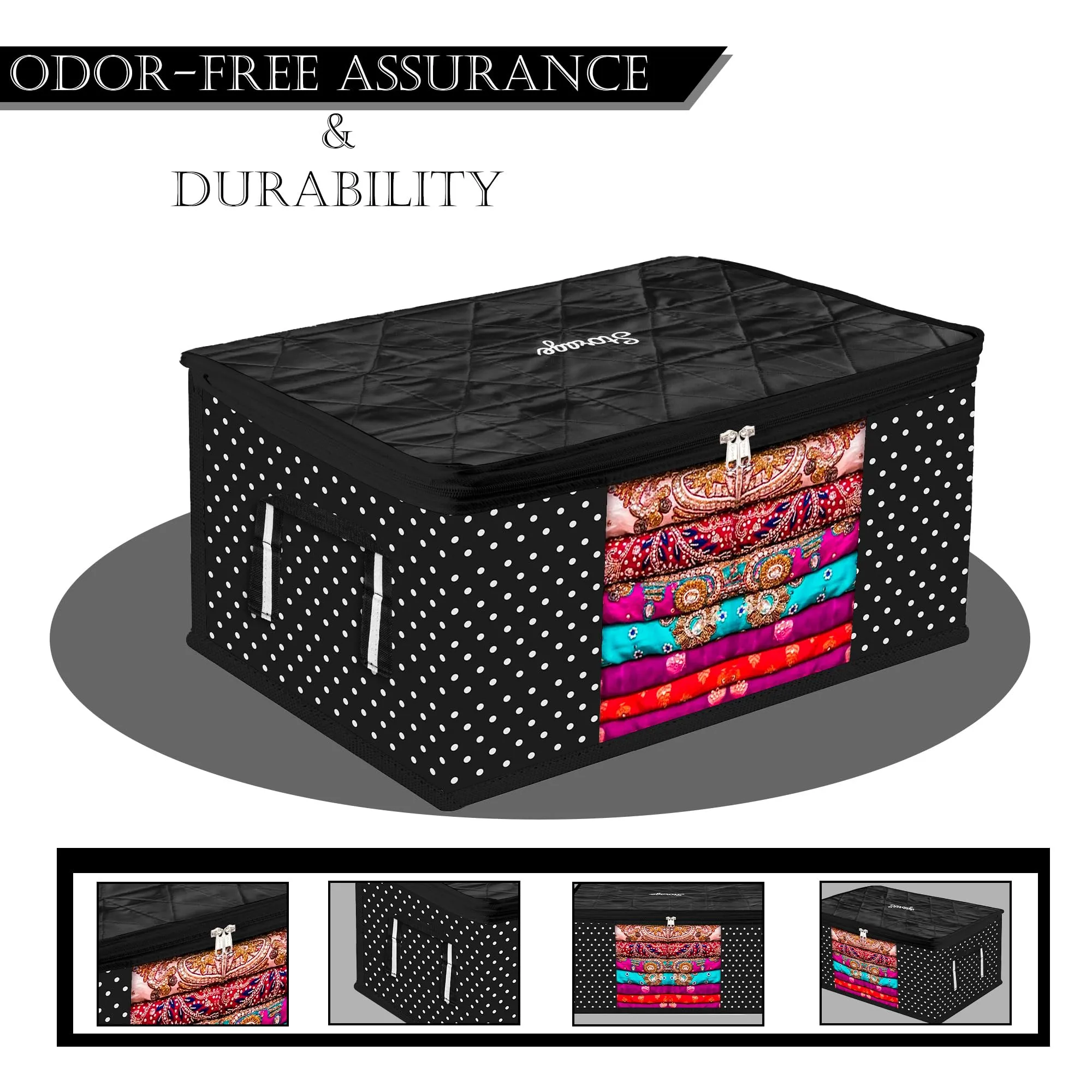 Kuber Industries Saree Cover | Zip Closure Saree Cover | Clothes Storage Bag | Wardrobe Organiser for Suit | Transparent Window Saree Cover | Bow Dot Border-Design | 9 inch | Pack of 2 | Maroon