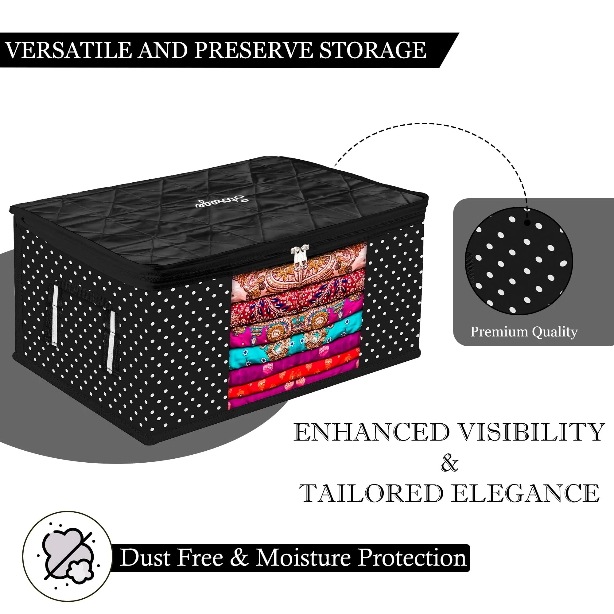 Kuber Industries Saree Cover | Zip Closure Saree Cover | Clothes Storage Bag | Wardrobe Organiser for Suit | Transparent Window Saree Cover | Bow Dot Border-Design | 9 inch | Pack of 2 | Maroon