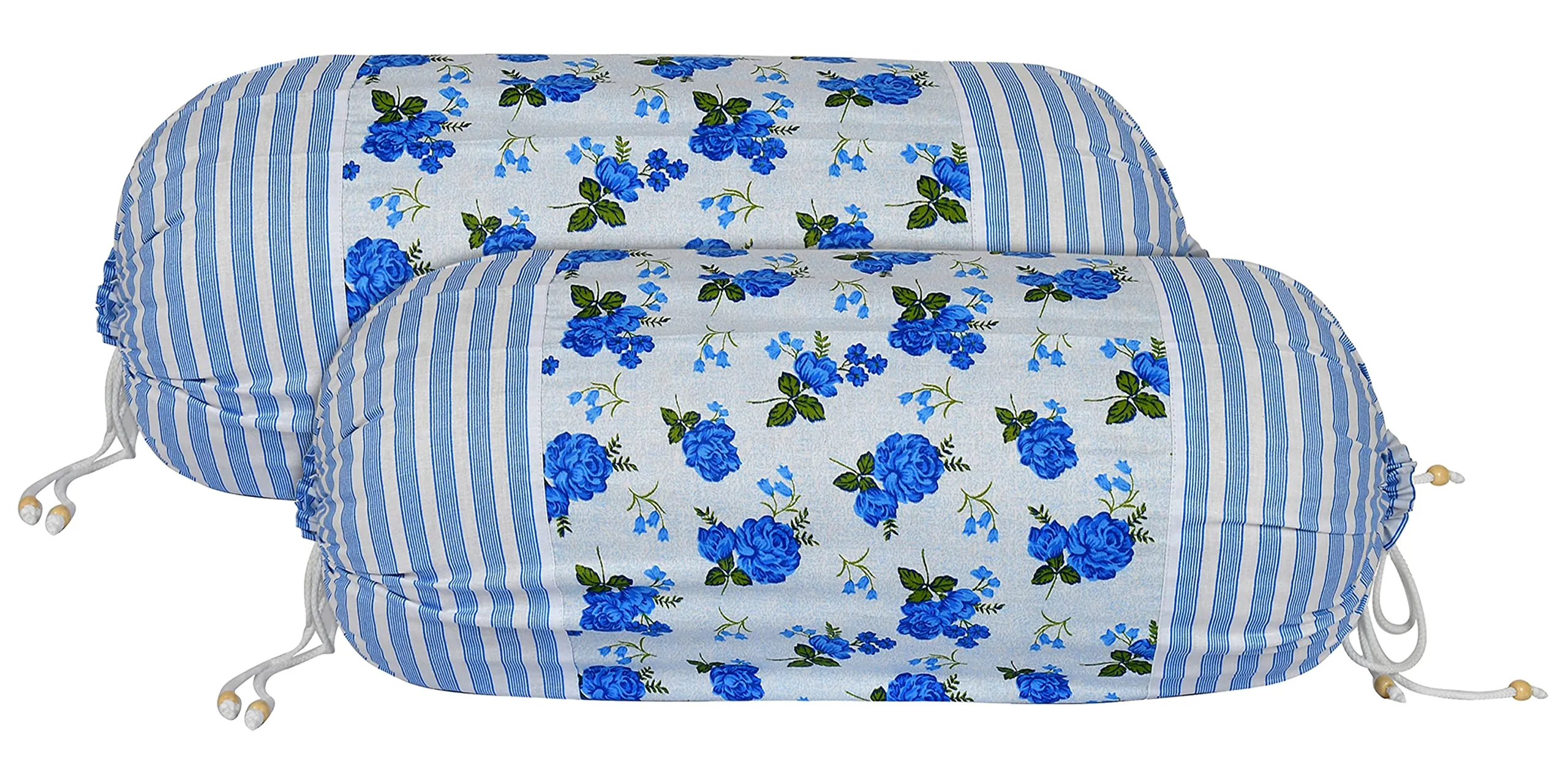 Kuber Industries Set of 6 Flower Design Soft & Smooth Cotton Bolster Cover 16 x 30 inch (Blue)