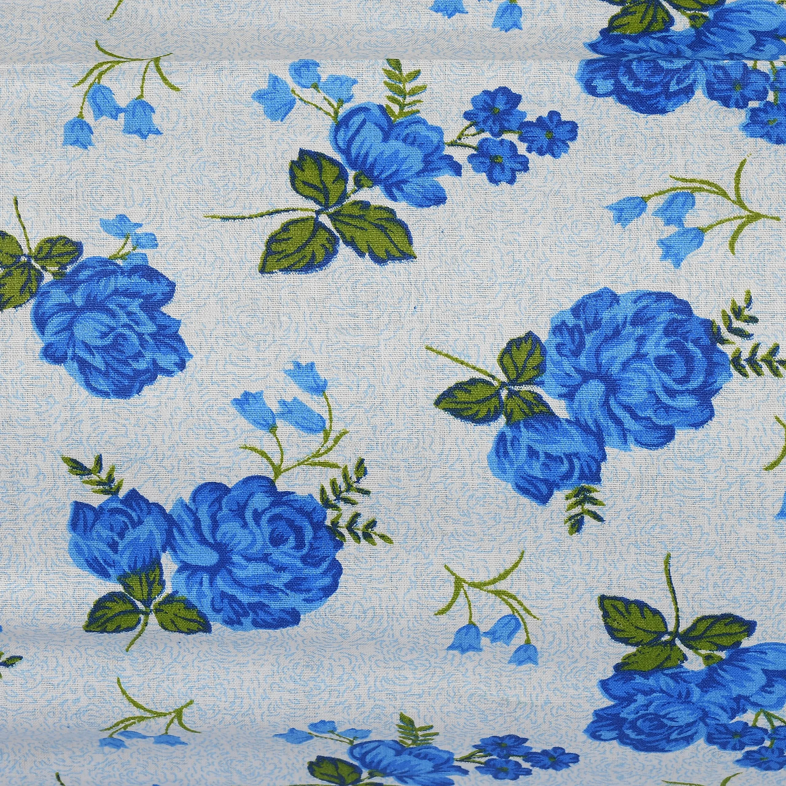Kuber Industries Set of 6 Flower Design Soft & Smooth Cotton Bolster Cover 16 x 30 inch (Blue)