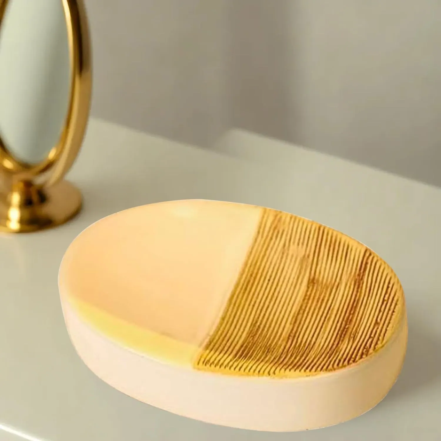 Kuber Industries Soap Case | Ceramic Soap Holder | Handwash Soap Dispenser | Soap Dispenser for Wash Basin | Soap Dispenser Case | Bathroom Dispenser Case | Khaki