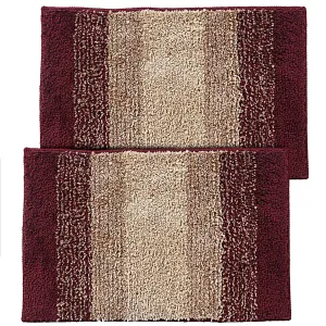 Kuber Industries Soft Shaggy Door Mat|Super Absorbent Cotton Floor Mat for Shoe Scraper & Indoor and Outdoor,Pack of 2 (Maroon)