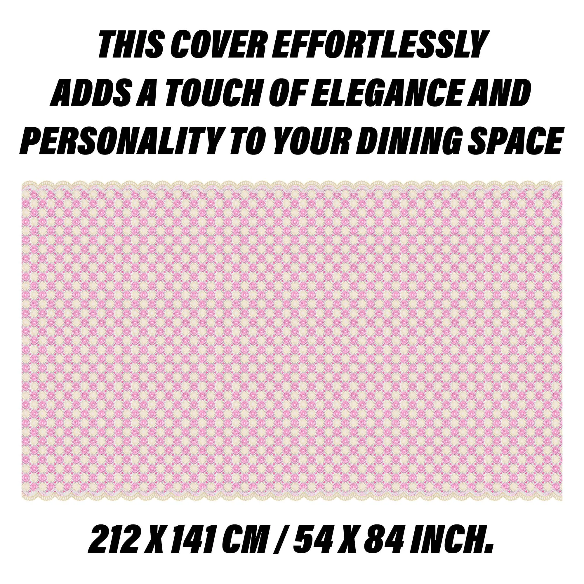 Kuber Industries Table Cover | Polyvinyl Dining Table Cloth Cover | Center Table Cover | Table Cover for Kitchen Table | Flower Maiva Table Cover for Hall Décor | 54x84 Inch | Pink
