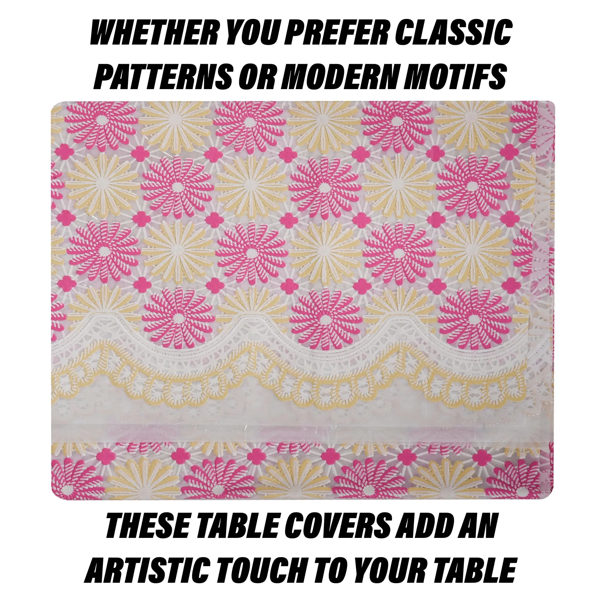 Kuber Industries Table Cover | Polyvinyl Dining Table Cloth Cover | Center Table Cover | Table Cover for Kitchen Table | Flower Maiva Table Cover for Hall Décor | 54x84 Inch | Pink