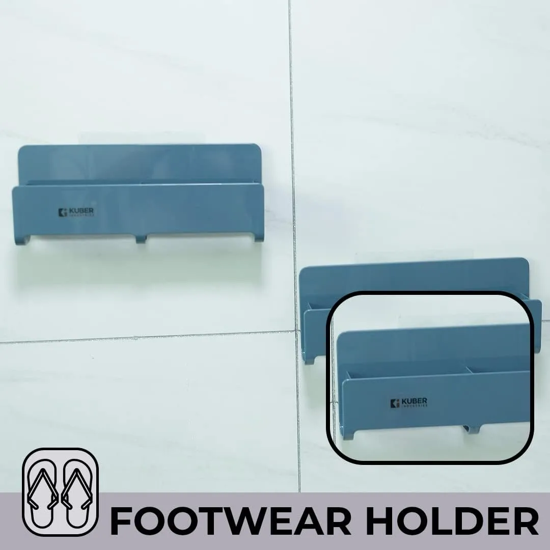 Kuber Industries Wall Mounted Shoe Rack for Home|Super Quality ABS/PVC|Compact & Durable|Self-Adhesive & Easy to Install|Unique Design|Shoe Stand For Bathroom & Bedroom|Set Of 2|1354A|Blue (Pack Of 3)
