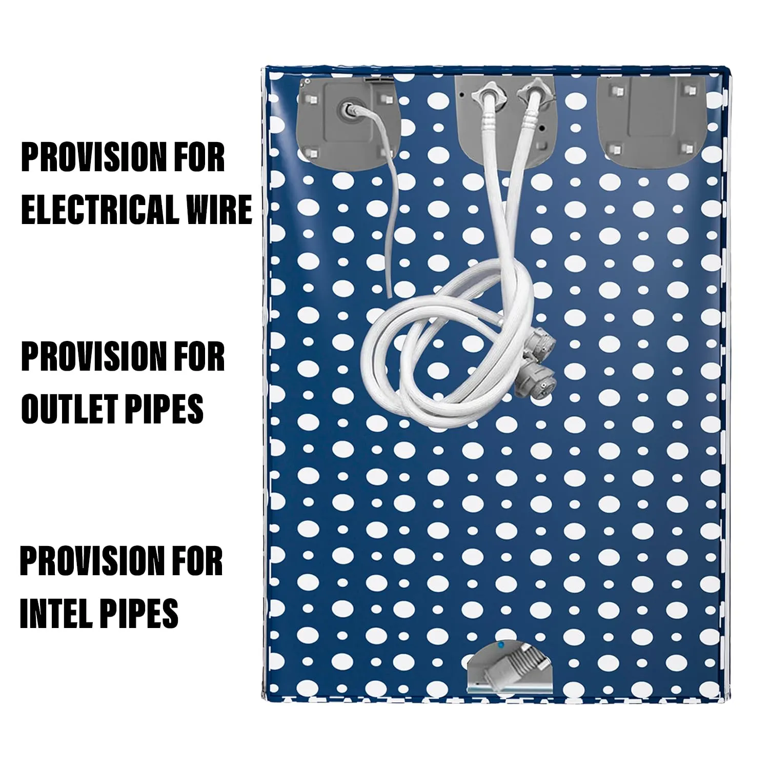 Kuber Industries Washing Machine Cover | Dot Print Washing Machine Cover | PVC | Front Load Washing Machine Cover | Blue