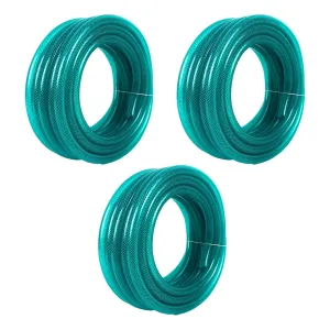 Kuber Industries|Basic|PVC with Nylon Braided Water Pipe 10 Meter|Multi-Utility Water Pipe for Garden, Car Cleaning & Pet Cleaning|Heavy Duty & Leak Proof Hose Pipe for Gardening|Green|(Pack Of 6)