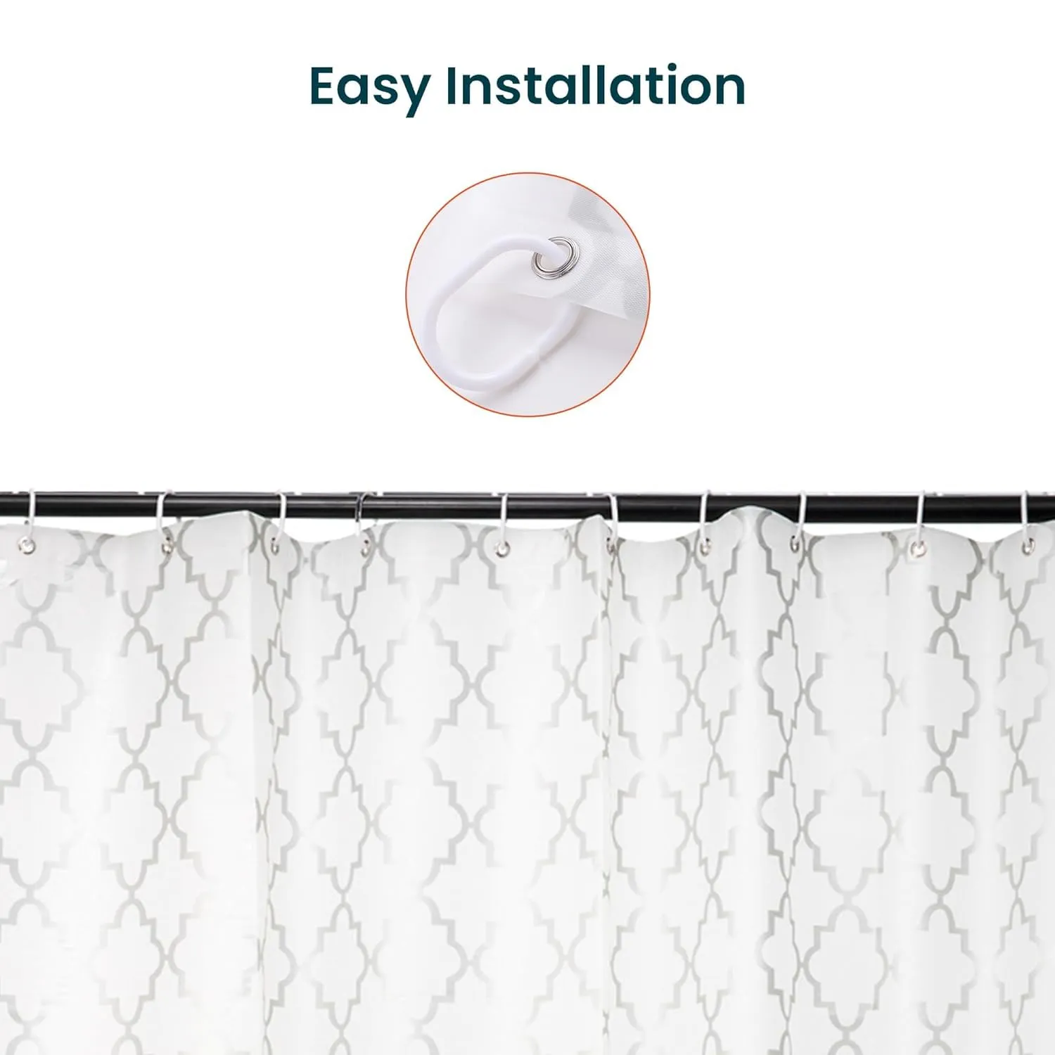 Kuber IndustriesSoft Texture Bath curtain|Natural Drape Waterproof Shower Curtain 6 Feet|Pack of 4|Silver