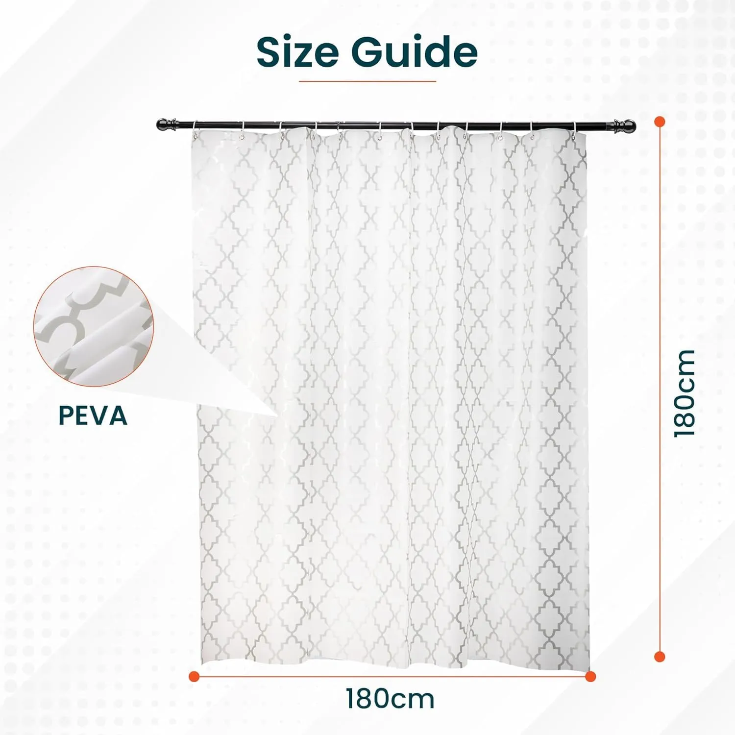 Kuber IndustriesSoft Texture Bath curtain|Natural Drape Waterproof Shower Curtain 6 Feet|Pack of 4|Silver