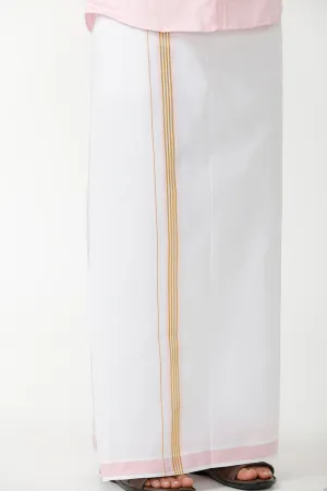 Kushi - Light Pink Single Dhoti With Fancy Borders For Men | Uathayam