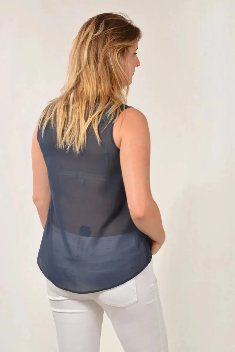 Lace Top Sleeveless Blouse