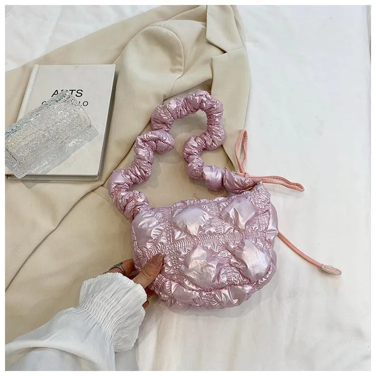 Ladies Puffer Cloud Crossbody Bag Trendy Metallic Handbag SKAB004