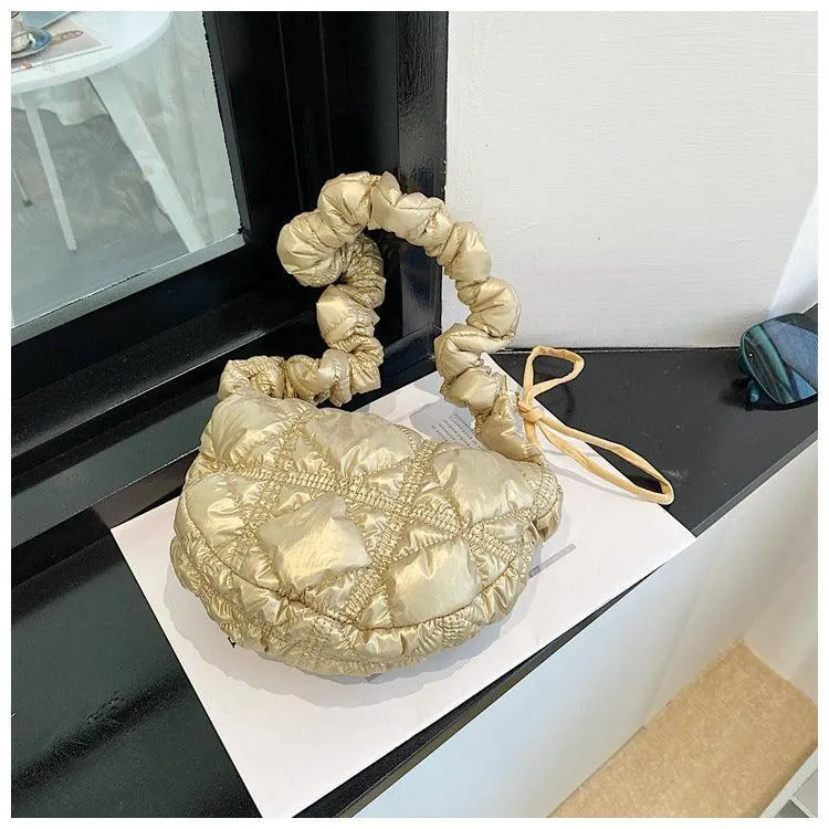 Ladies Puffer Cloud Crossbody Bag Trendy Metallic Handbag SKAB004