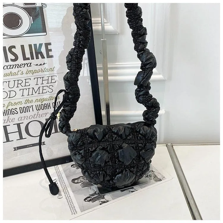 Ladies Puffer Cloud Crossbody Bag Trendy Metallic Handbag SKAB004