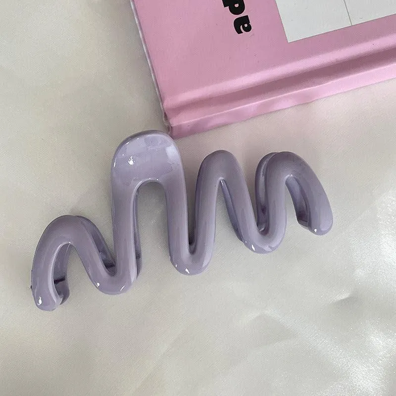 Ladies Simple Casual Wave Shaped Hair Claw Clip SKAJ074