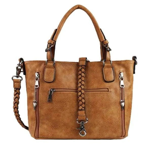 Lady Conceal Ella Braided Lockable Satchel with Crossbody Strap