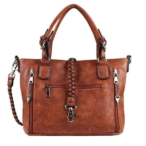 Lady Conceal Ella Braided Lockable Satchel with Crossbody Strap