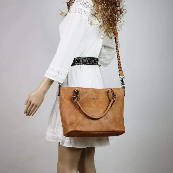 Lady Conceal Ella Braided Lockable Satchel with Crossbody Strap