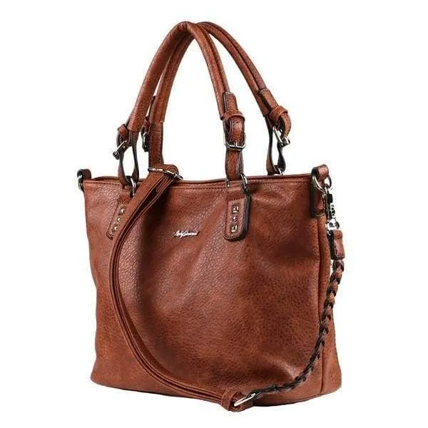 Lady Conceal Ella Braided Lockable Satchel with Crossbody Strap