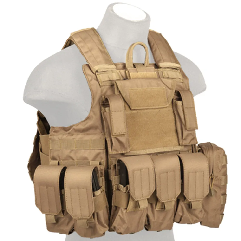 Lancer Tactical Strike Quick Release MOLLE Plate Carrier Vest w/ Pouches