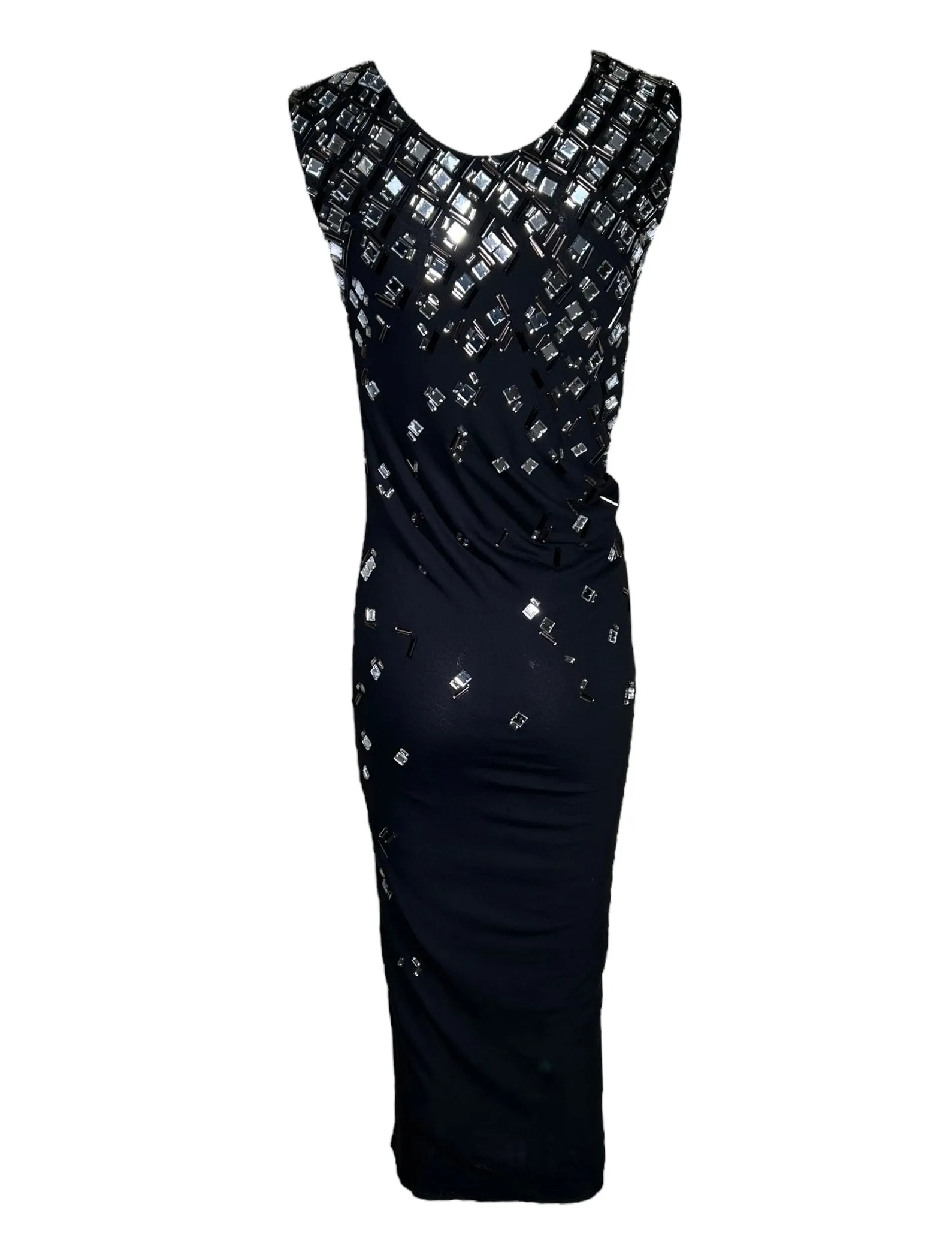 Lanvin Black Sleeveless Knit Gown w/Mirror Appliqués