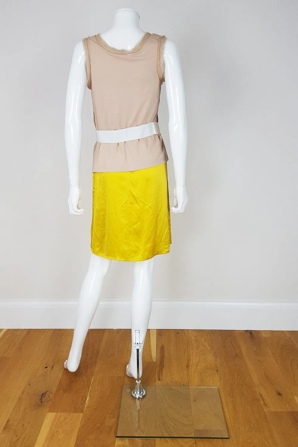 LANVIN Vintage Sleeveless Mini Dress - Yellow Cream Colour-block Dress (S)
