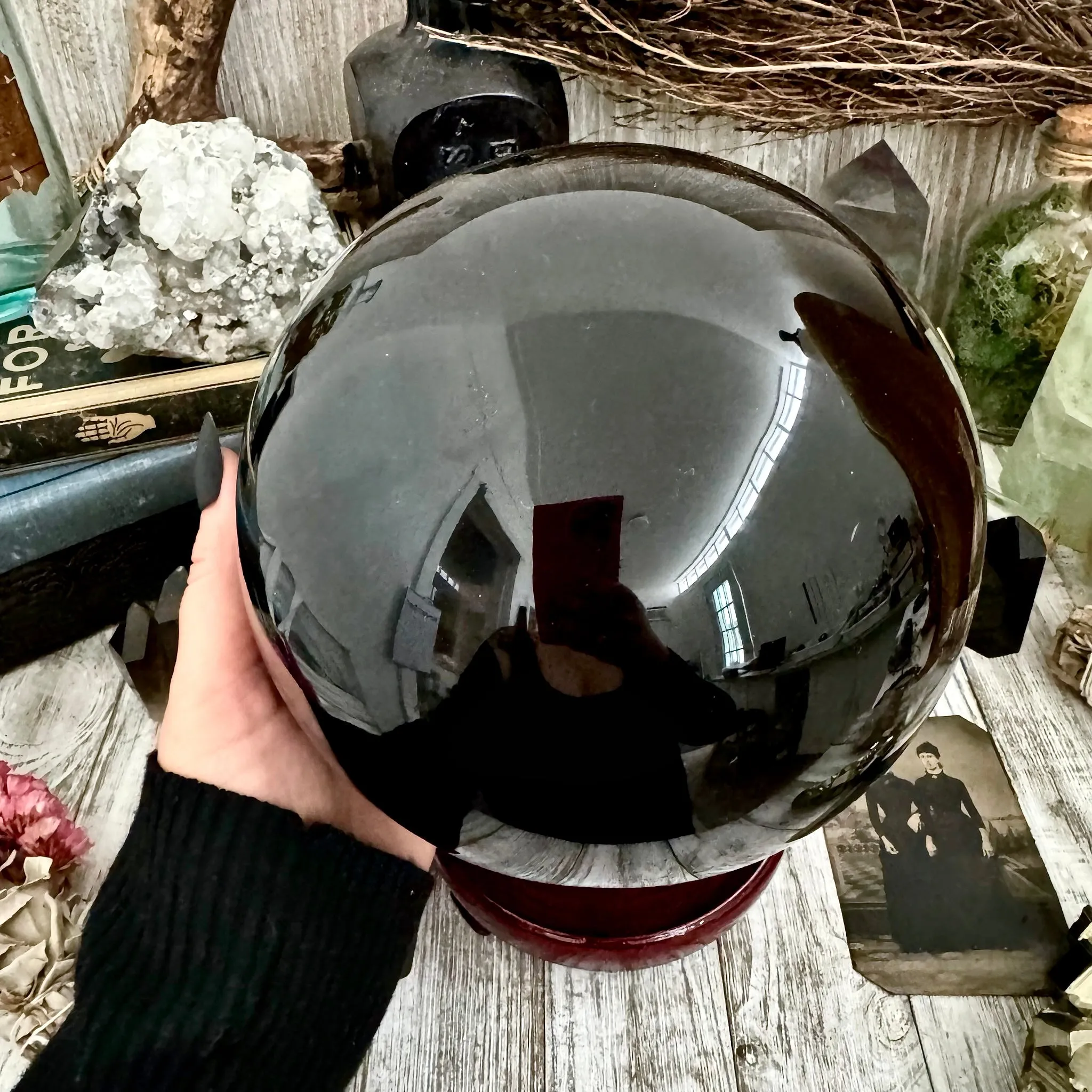 Large Black Obsidian Crystal Ball / Foxlark Collection