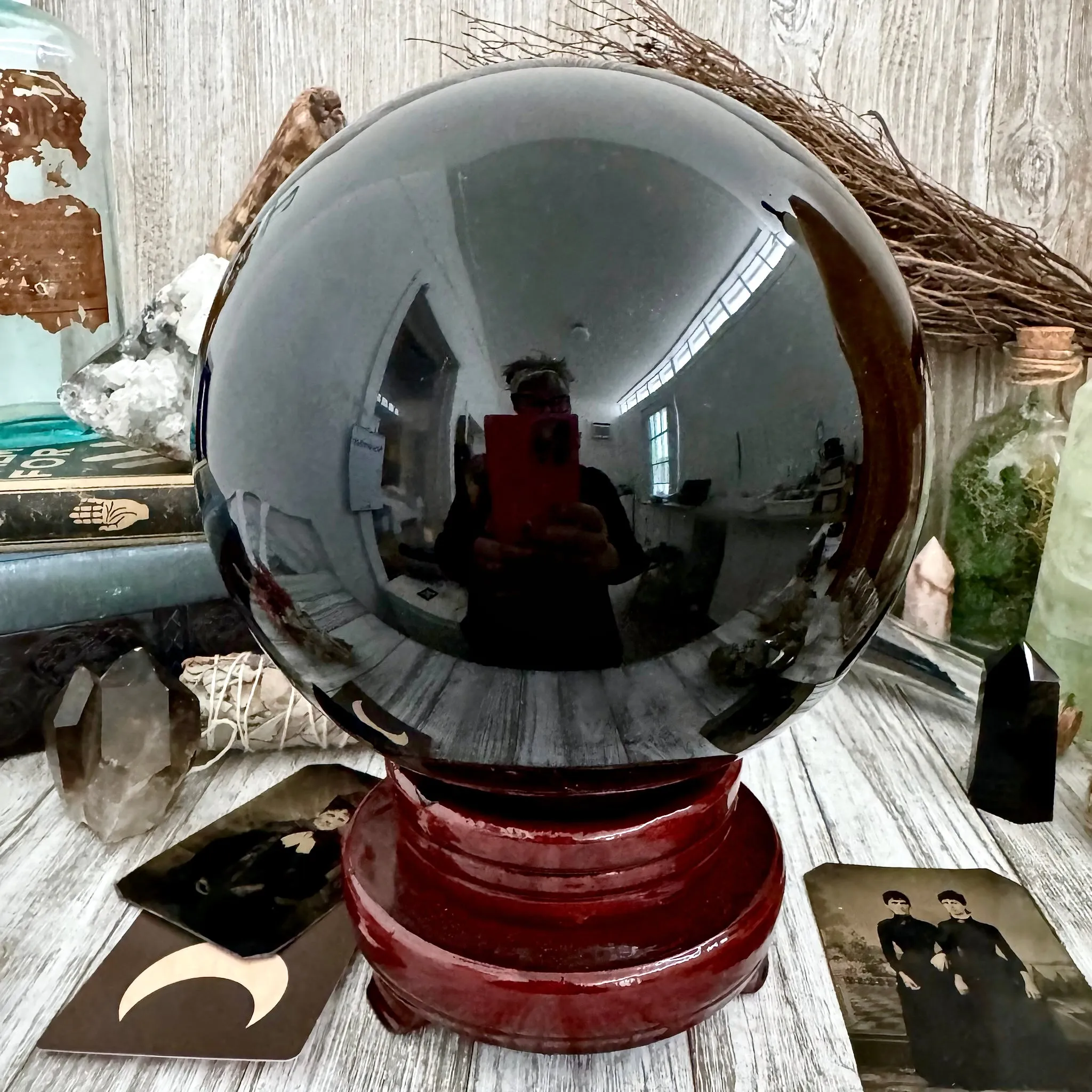 Large Black Obsidian Crystal Ball / Foxlark Collection