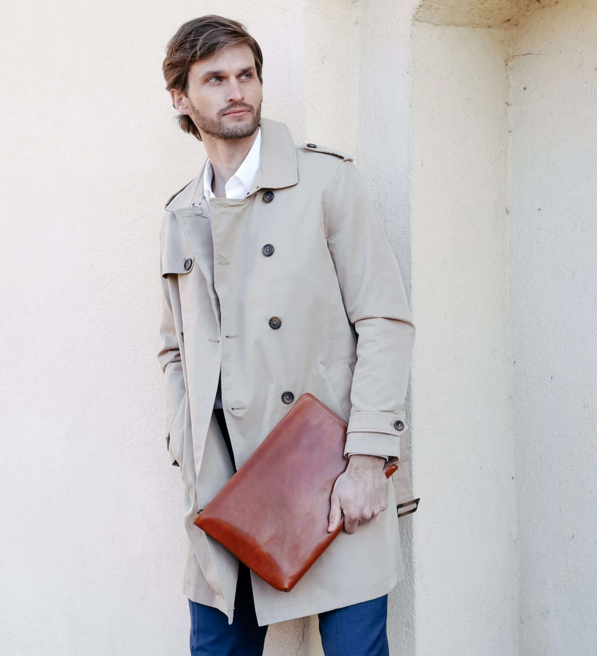 Large Leather Mens Clutch Purse - The Brothers Karamazov