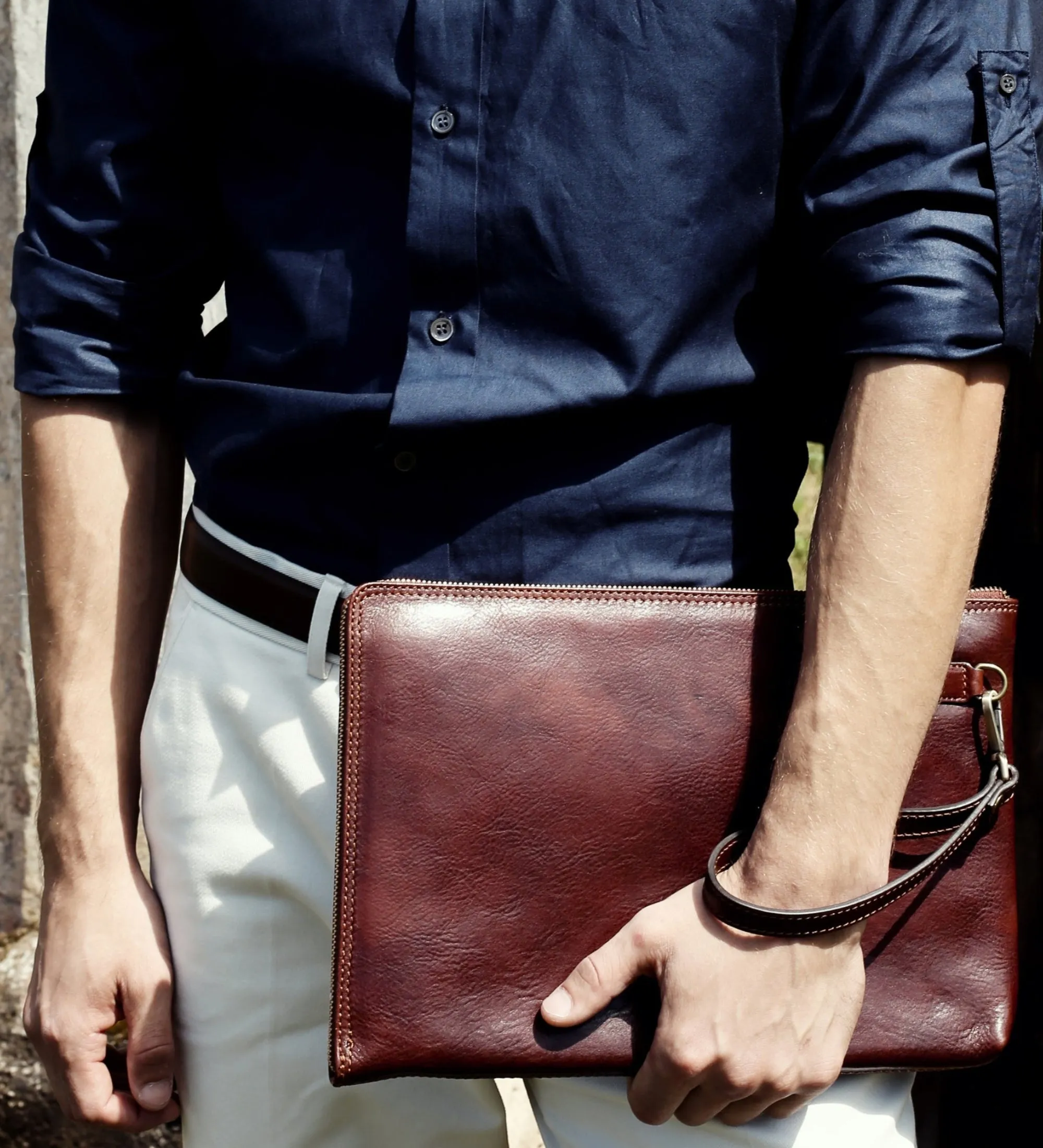Large Leather Mens Clutch Purse - The Brothers Karamazov
