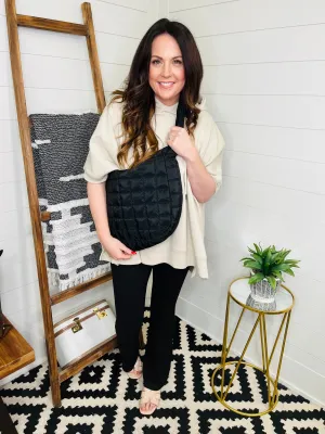 Large Quilted Shoulder Bag : 3 Colors