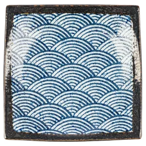 Large Seikaiha Square Japanese Serving Platter