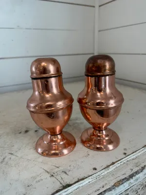 LARGE VINTAGE COPPER SALT AND PEPPER SET