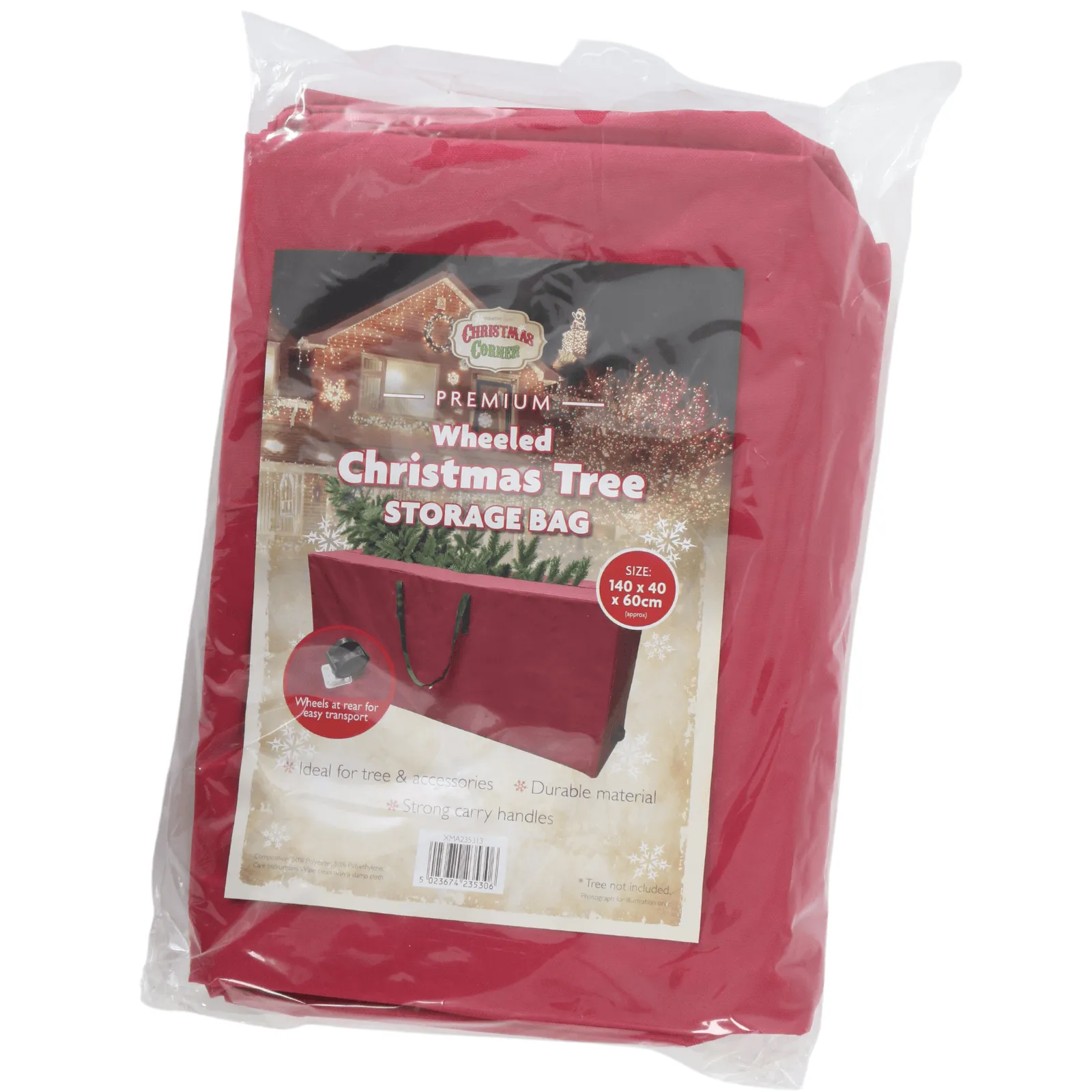 Large Wheeled Red Christmas Tree Storage Bag Cover Loft 1.4m