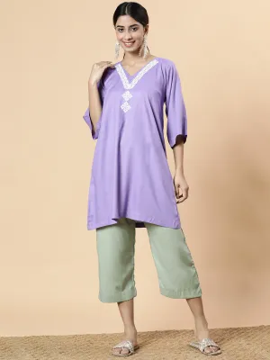 Lavender Rayon Kurti - Jacaranda