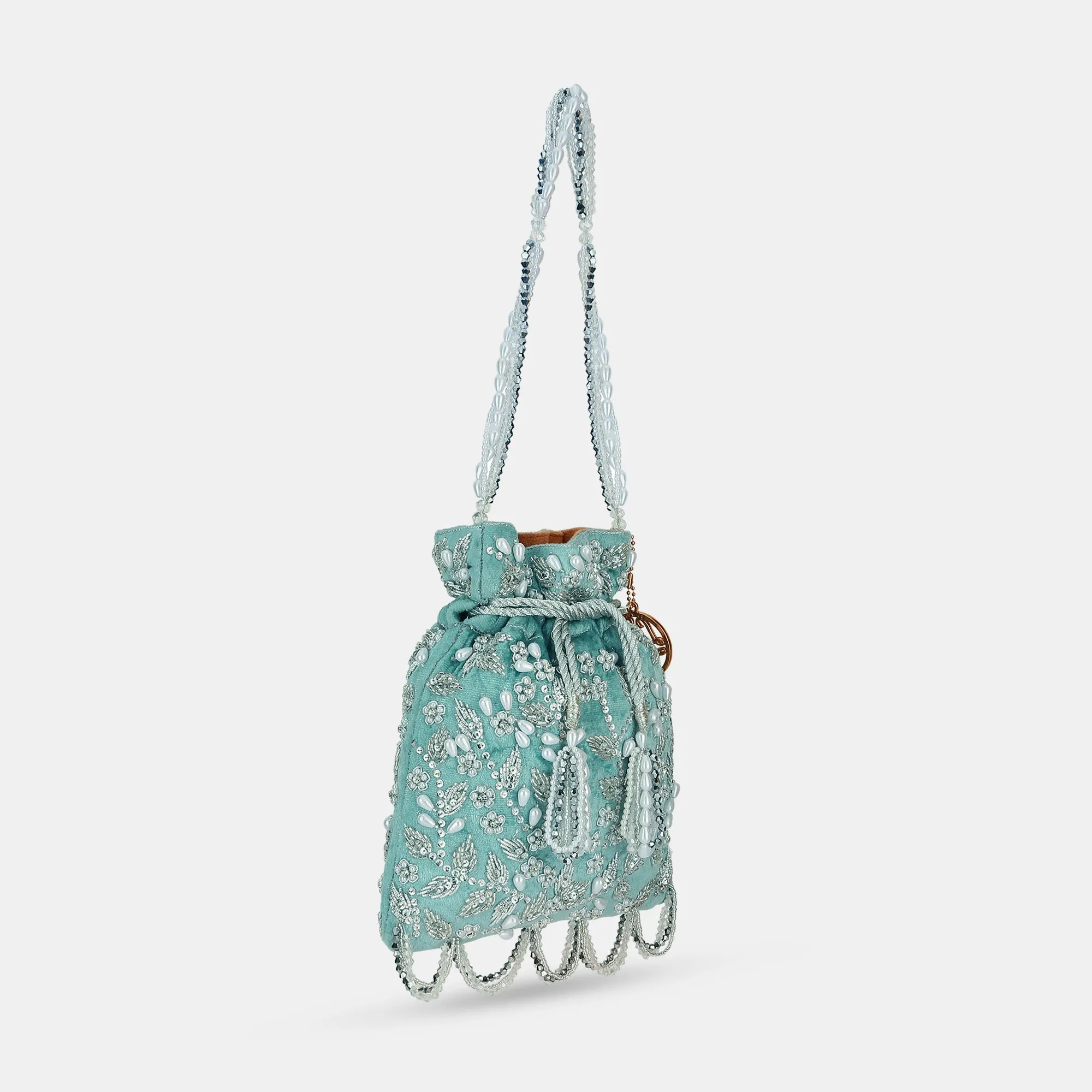 Lavie Luxe Bead Silver Medium Women's Potli Rose