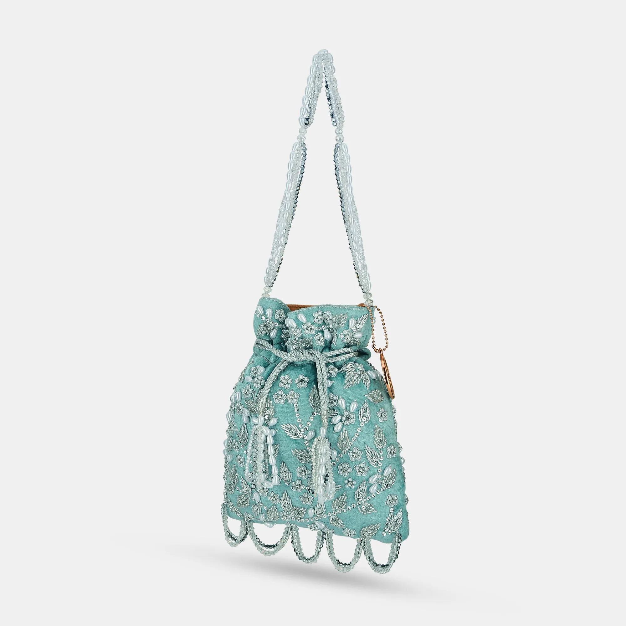 Lavie Luxe Bead Silver Medium Women's Potli Rose