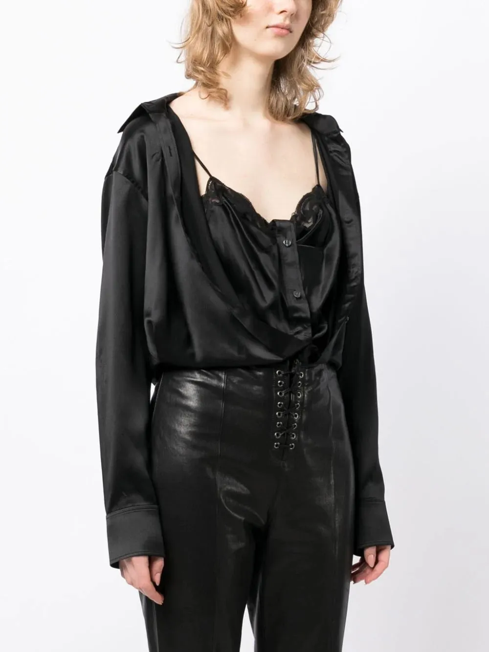 Layered Button Down In Silk Charmeuse