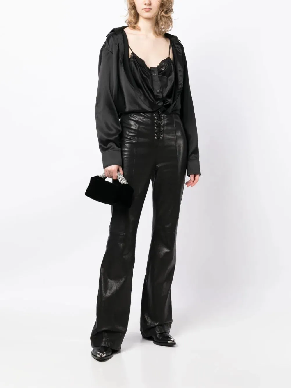 Layered Button Down In Silk Charmeuse